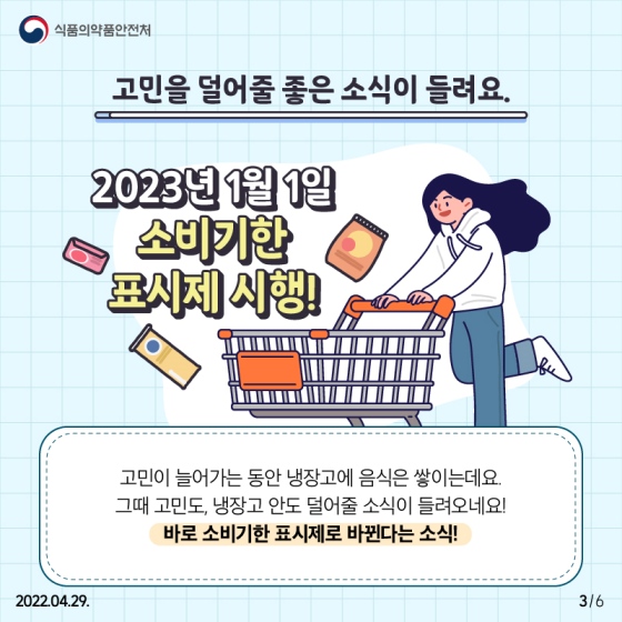 ‘소비기한 표시제’가 23년 1월 1일부터 시행됩니다!