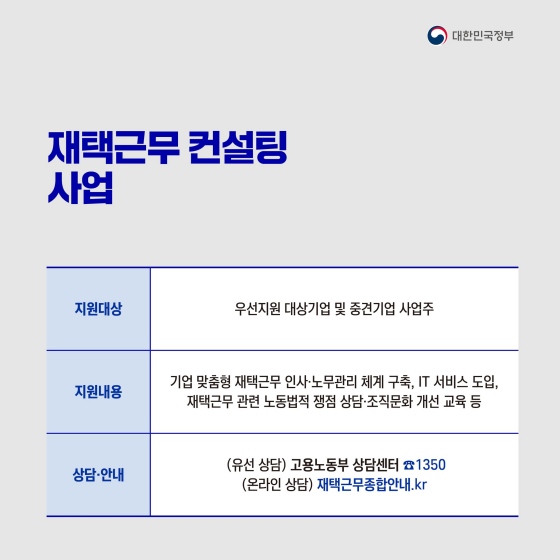 코로나19 재확산 방지 위해 재택근무 활성화 지원합니다