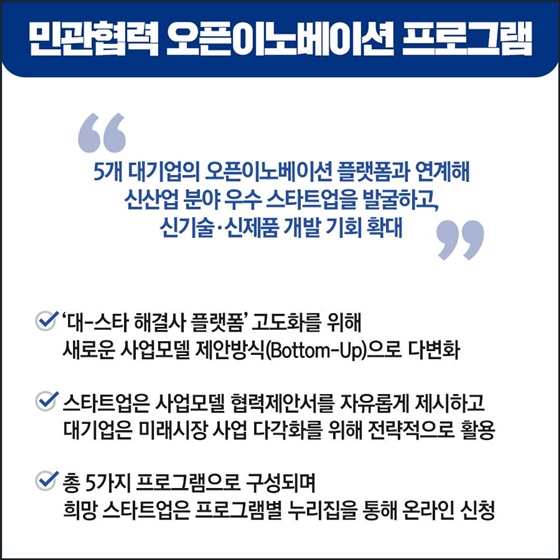 민관협력 오픈이노베이션 프로그램 참여 스타트업 모집