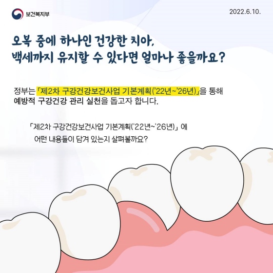 오복 중에 하나인 건강한 치아, 구강건강 관리로 건강수명을 연장해요