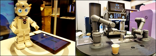 제이엠로보틱스의 휴머노이드 로봇과 커피 로봇도 보인다.