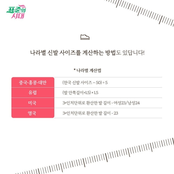 신발 사이즈 표기법은 왜 나라마다 다를까?