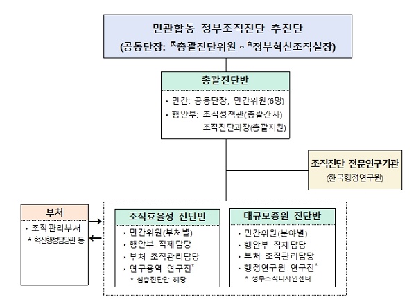 민·관합동 정부조직진단 추진단 구성