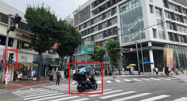 자동차에 비해 오토바이 운전자들의 미준수 사례가 많았다.