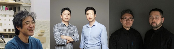 2022년 젊은 건축가상을 수상한 김효영건축사사무소(김효영·사진 왼쪽부터), 심플렉스건축사사무소(박정환, 송상헌), 카인드건축사사무소(이대규, 김우상). (사진=문화체육관광부)