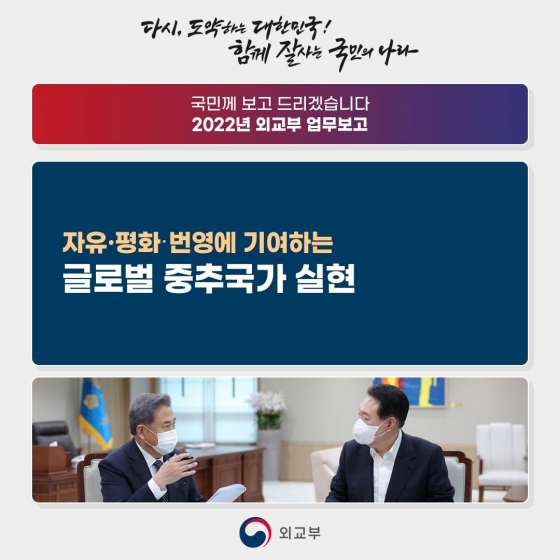 자유·평화·번영에 기여하는 글로벌 중추국가 실현