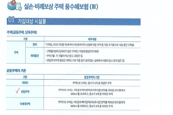 실손비례보상 주택 풍수해보험 안내