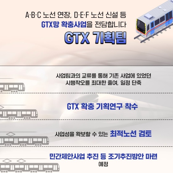 수도권 출퇴근 전쟁에서 해방시켜 드릴 ‘GTX 추진단’ 신설