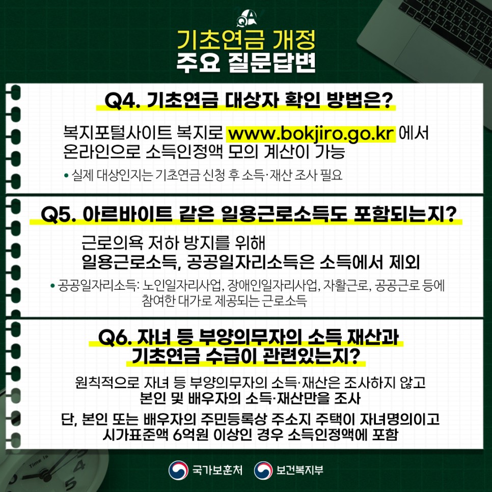 Q&A로 알아보는 기초연금 개정