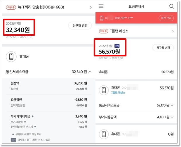 아내와 내가 쓰는 핸드폰 요금이 월 9만 원에 이른다.