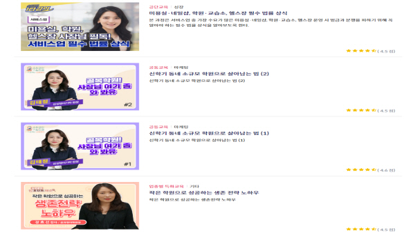 교습소 창업에 필요한 세금 및 마케팅에 대한 맞춤 콘텐츠(출처=소상공인 지식배움터)