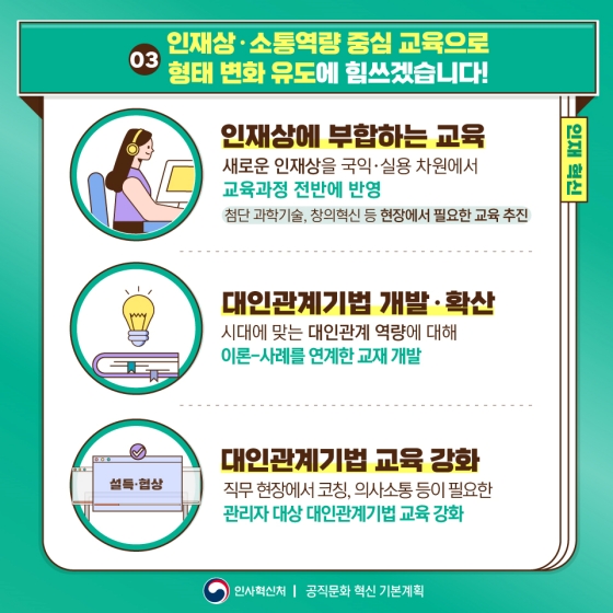 시대 흐름에 맞는 공무원 인재상을 재정립하고, 인사체계 전반을 개선하겠습니다!