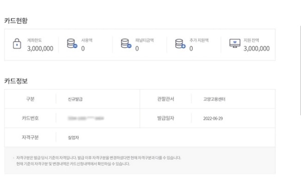 국민내일배움카드를 발급받았다.