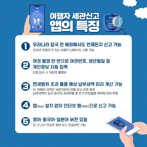 해외여행 후 세관신고, 모바일로 편하게!