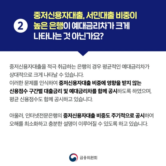 예대금리차 등 금리 정보 공시에 대해 자세히 설명드립니다!