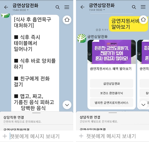 노담봇의 나의 가족 및 친구 금연 돕기