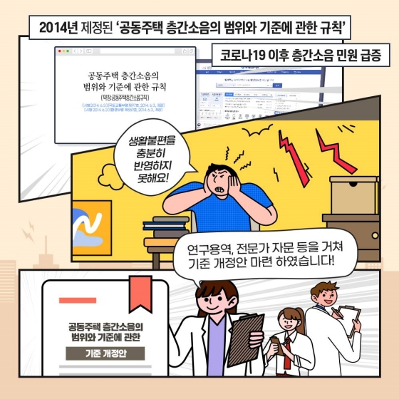 공동주택 층간소음으로 인한 생활 불편을 줄이겠습니다.