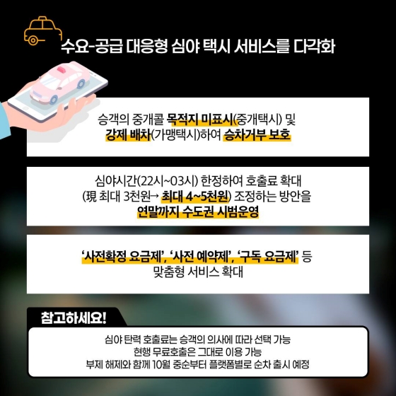 부제 해제·파트타임 근로 도입 “심야 택시난 줄인다”