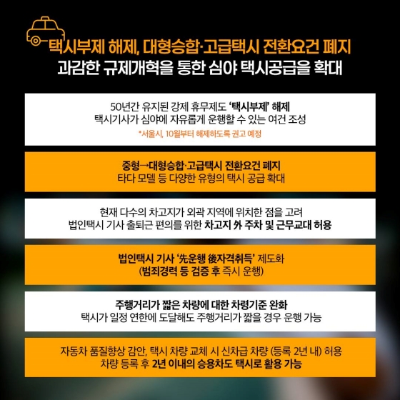 부제 해제·파트타임 근로 도입 “심야 택시난 줄인다”