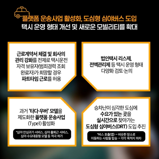 부제 해제·파트타임 근로 도입 “심야 택시난 줄인다”