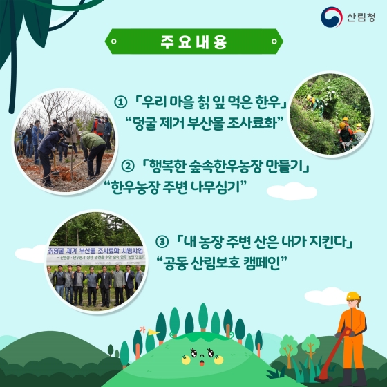 칡덩굴 제거해 숲도 가꾸고 한우 농가도 지원해요