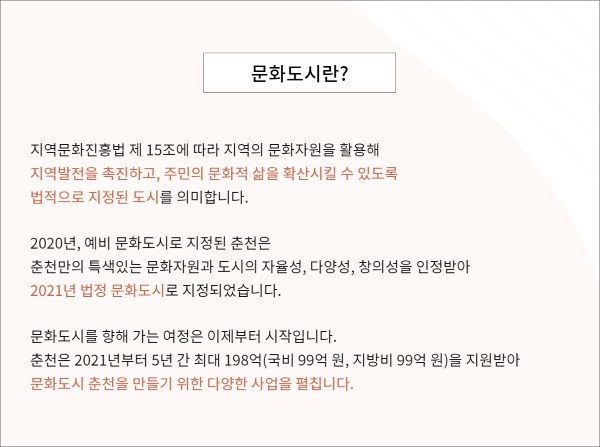 문화도시 춘천에 대한 설명글 (출처=춘천문화재단)