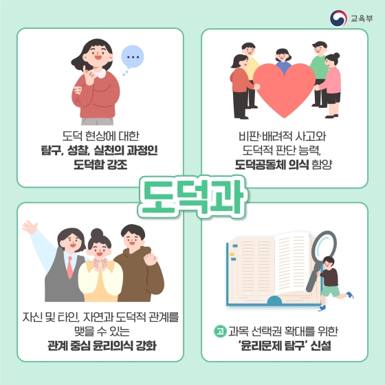 2022년 개정 교육과정, 이렇게 바뀝니다! ③ 초등 통합교과, 수학, 정보, 도덕, 실과(기술·가정)