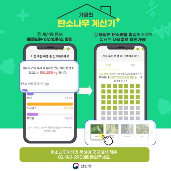 우리는 일상 생활속에서 얼마나 온실가스를 배출할까요? 탄소나무 계산기로 알아보세요!