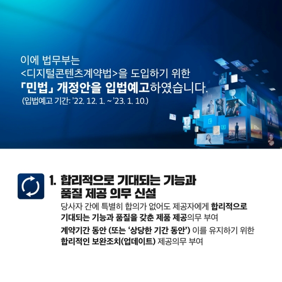 디지털콘텐츠계약법 도입합니다.