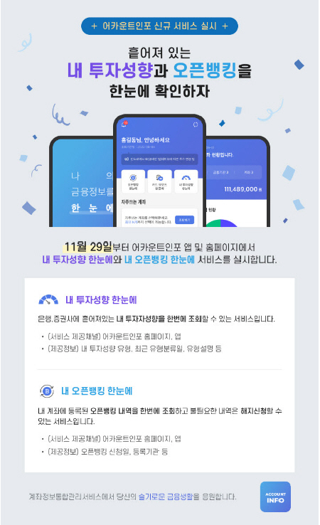 11월 29일부터 더욱 편리해진 어카운트인포(출처=www.payinfo.or.kr)