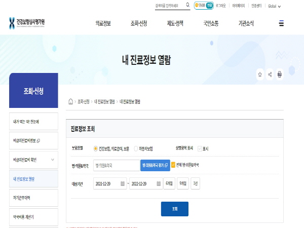 진료 정보는 최대 5년, 투약 정보는 최근 1년까지 조회할 수 있다.