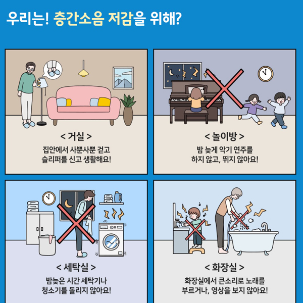 가정에서도 쉽게 지킬 수 있는 층간소음 예방법들. (사진=환경부)