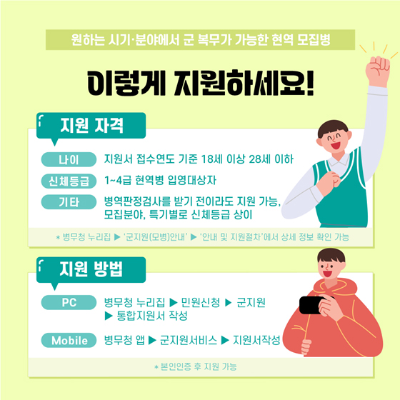 원하는 시기·분야에서 군 복무가 가능한 현역 모집병 제도