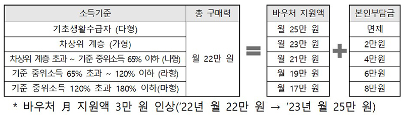 장애아동 1인당 월 25만 원 상당(본인부담 포함)의 바우처 제공. (자세한 내용은 본문에 설명 있음)