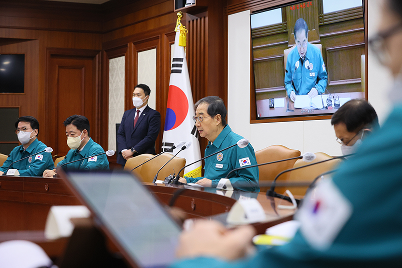 한덕수 국무총리가 20일 정부서울청사에서 열린 코로나19 중대본 회의에서 발언하고 있다.(사진=국무조정실)