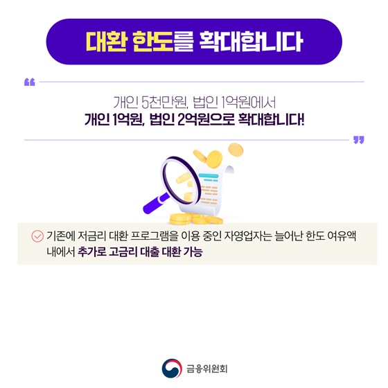 자영업자·소상공인 대상 저금리 대환 프로그램 개편