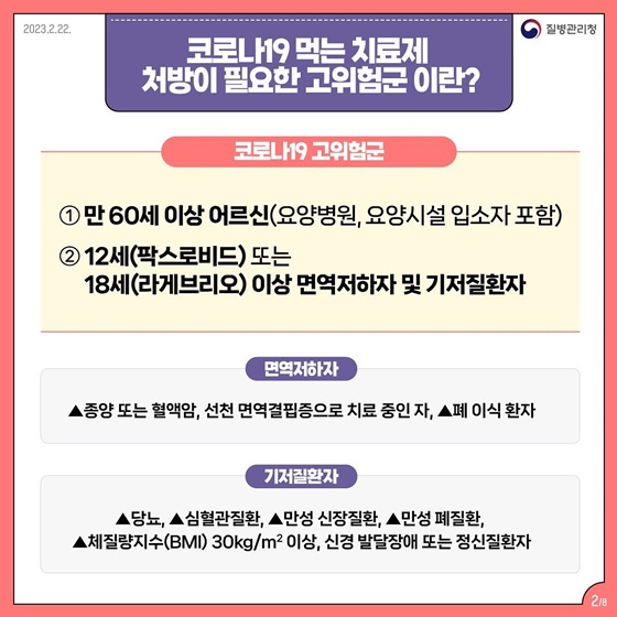 고위험군 대상 코로나19 먹는 치료제 복용방법 및 유의사항 등 안내