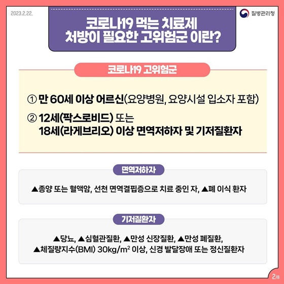 고위험군 대상 코로나19 먹는 치료제 복용방법 및 유의사항 등 안내