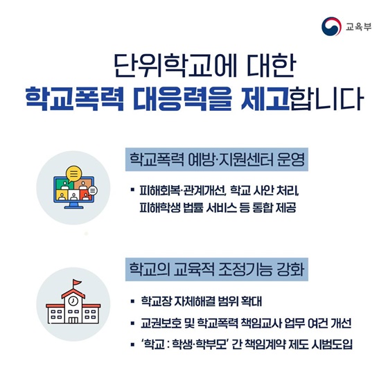 학교폭력 없는 안전하고 정의로운 학교를 만들겠습니다