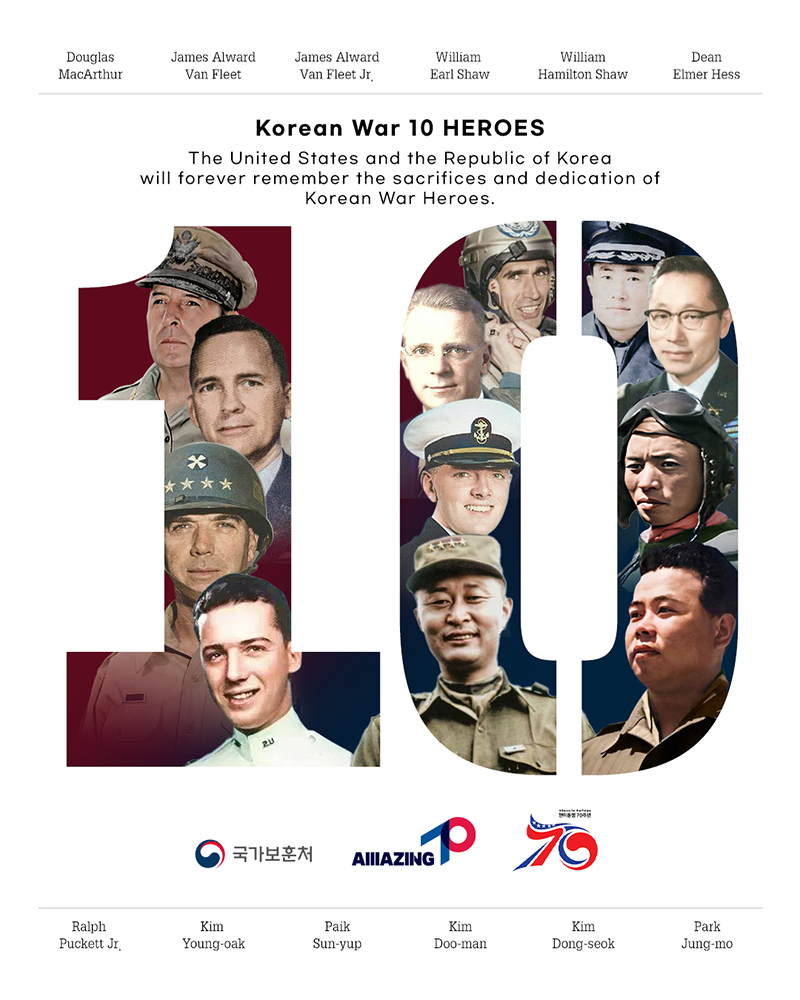 Selected as one of the 10 heroes of the 70th anniversary of the armistice agreement and ROK-US alliance…  Send to Times Square, New York