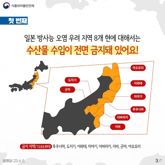 일본산 수산물, 철저히 방사능 검사합니다!