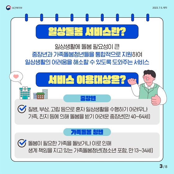 중장년·가족돌봄청년 일상돌봄 서비스를 지원합니다!