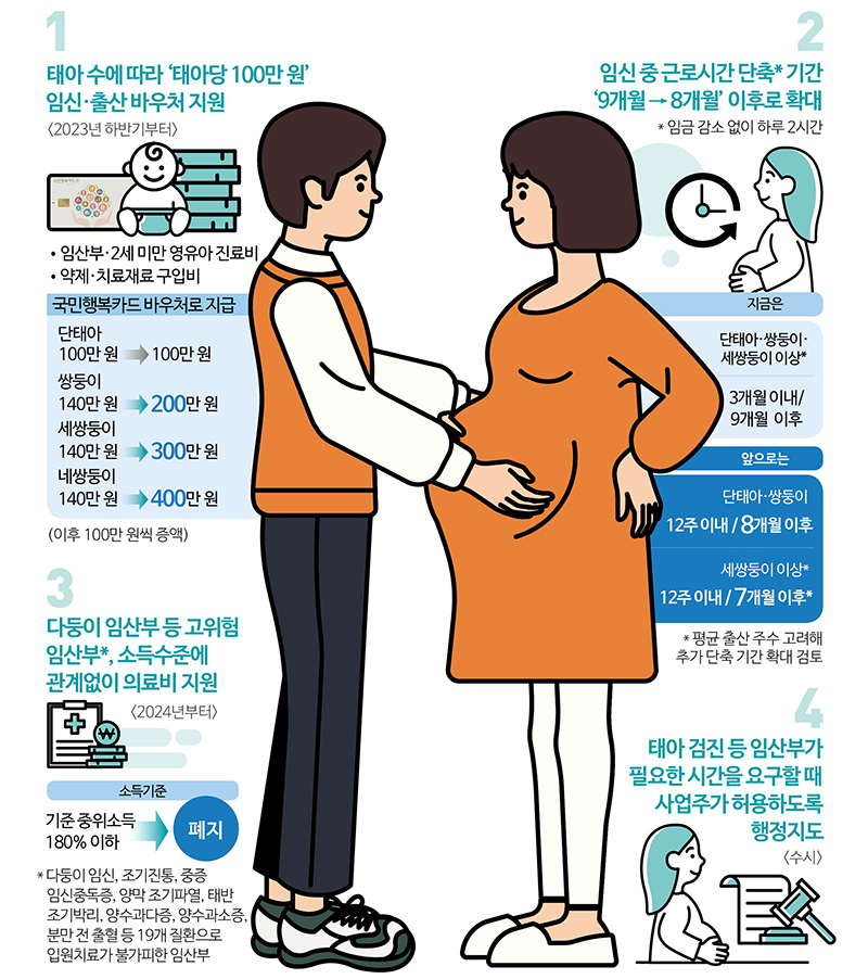 다둥이 출산가정 지원 (자세한 내용은 본문에 설명 있음)