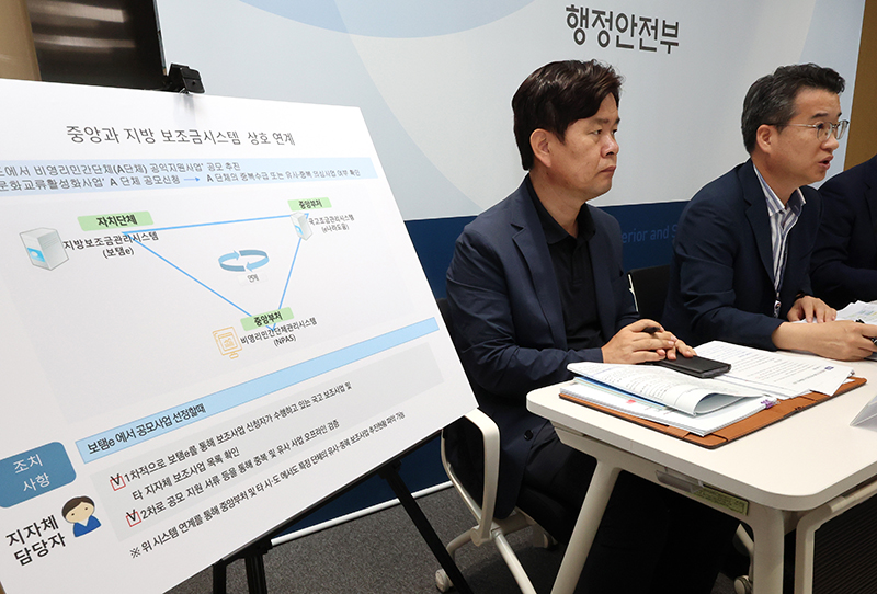 지난 1일 세종시 정부세종청사에서 열린 지방보조금 관리 강화 방안 등과 관련한 행정안전부 정책설명회에서 이용일 재정협력과장이 세부 내용을 설명하고 있다. (사진=저작권자(c) 연합뉴스, 무단 전재-재배포 금지)