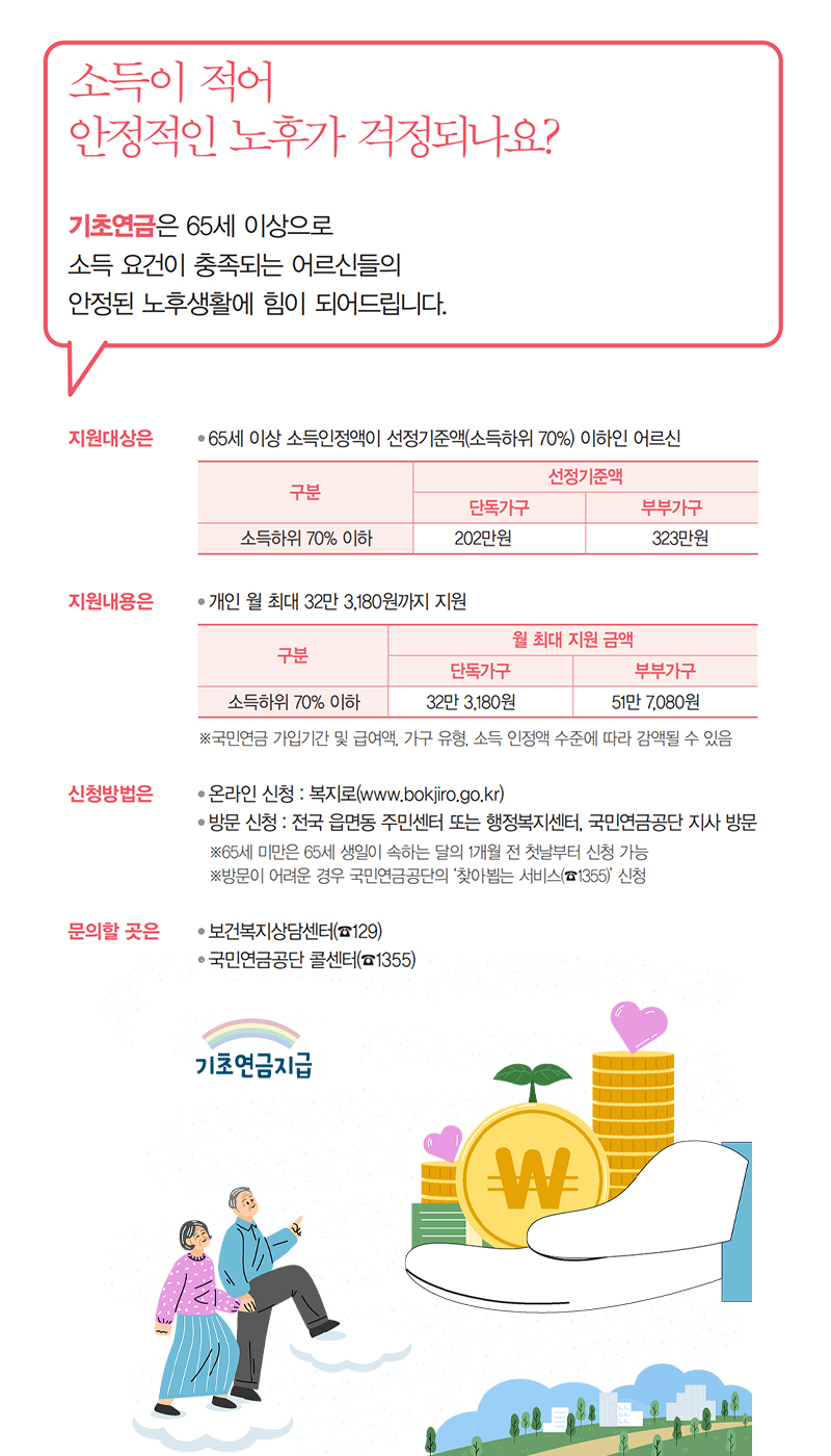 소득이 적어 안정적인 노후가 걱정되나요? 하단내용 참조