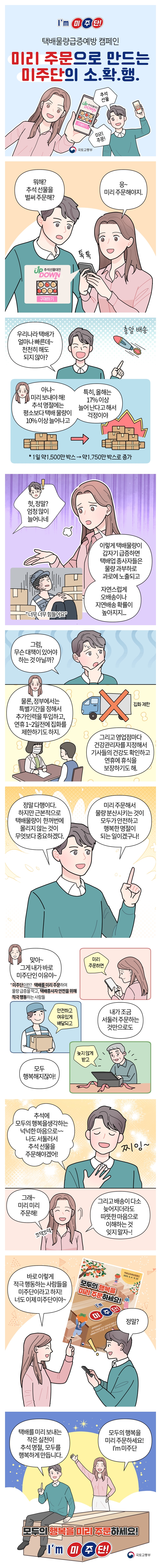 택배물량급증 예방…미리 주문으로 만드는 미주단의 소.확.행.