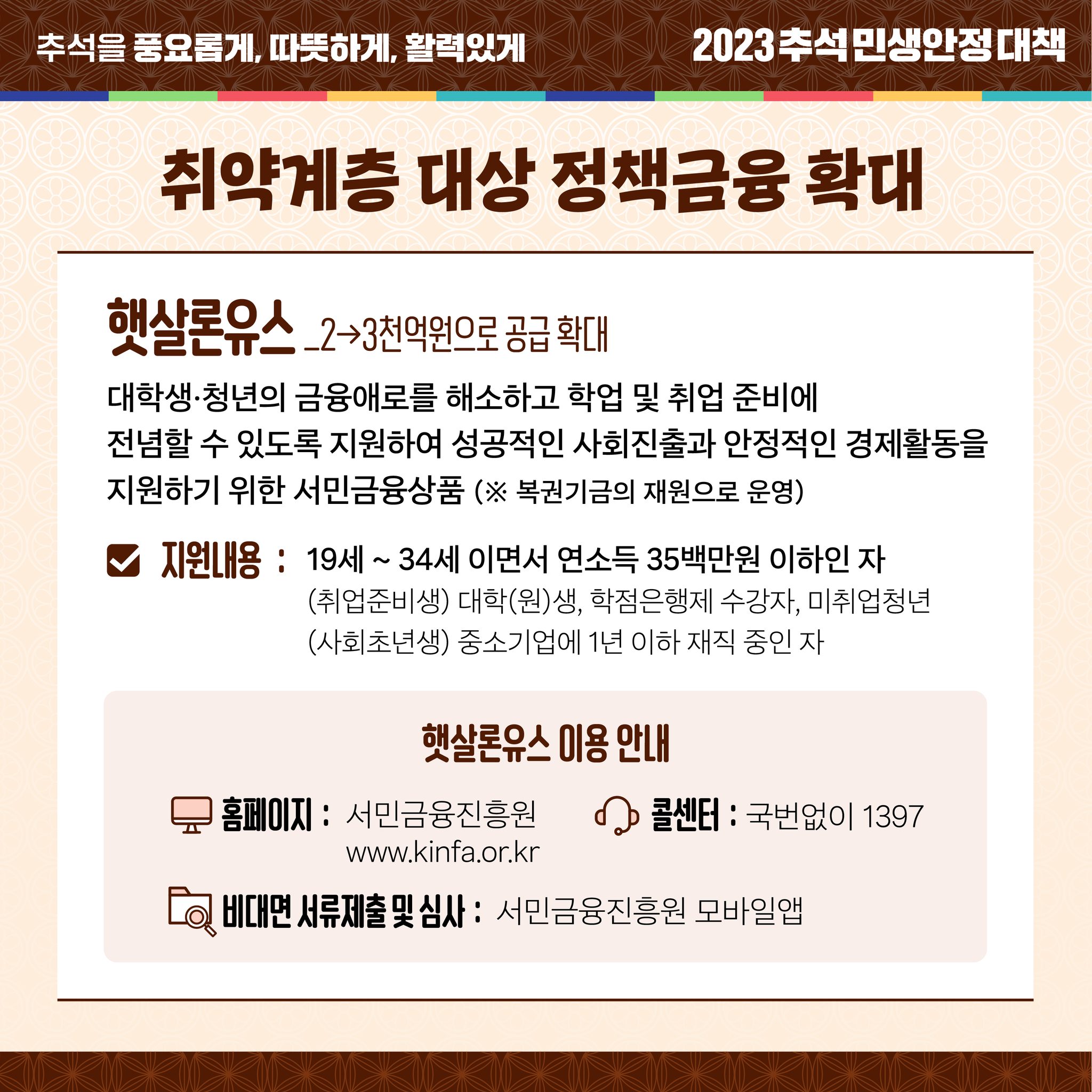 소상공인·중소기업·취약계층 추석 명절 금융지원 알려드립니다