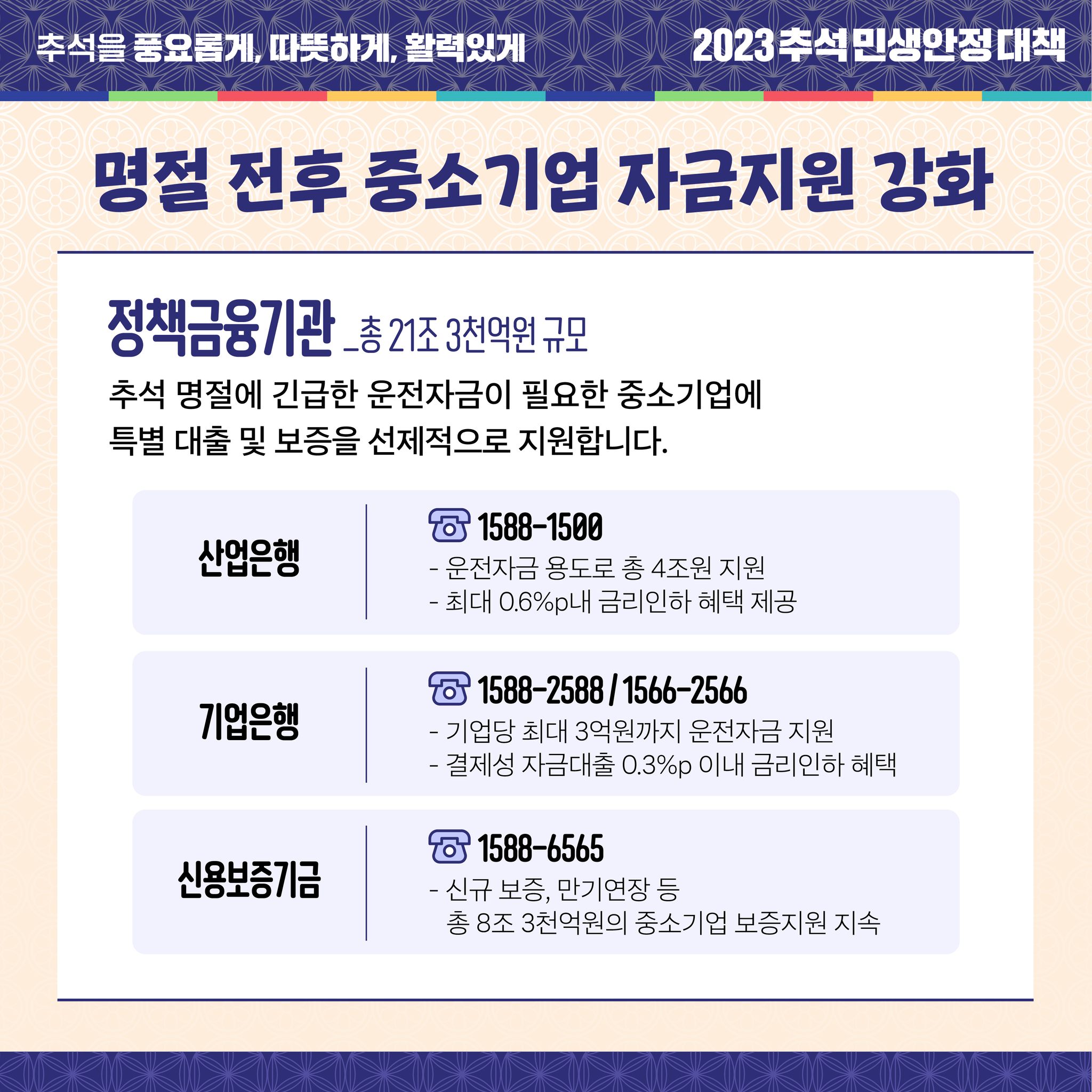 소상공인·중소기업·취약계층 추석 명절 금융지원 알려드립니다