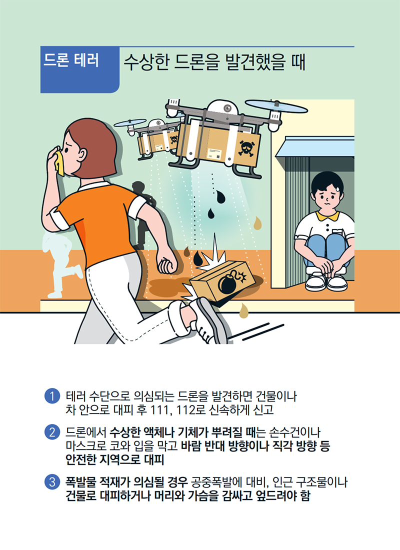 [기억해요! 테러유형별 행동요령] 드론테러 ⑩ 하단내용 참조