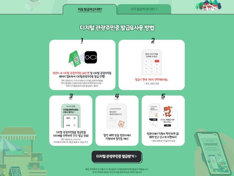 디지털 관광주민증 발급 및 사용방법